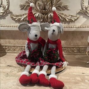 NWT Festive Red and Gray Holiday Mouse Plush